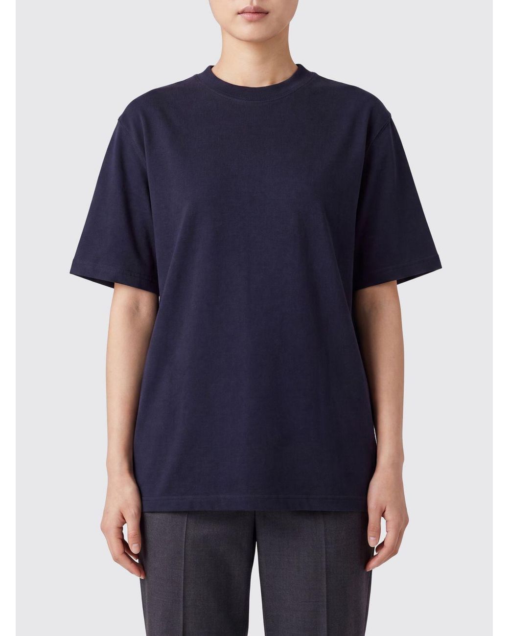 Phoebe Philo Blue Crew Neck Organic Cotton T-Shirt With Dropped Shoulders
