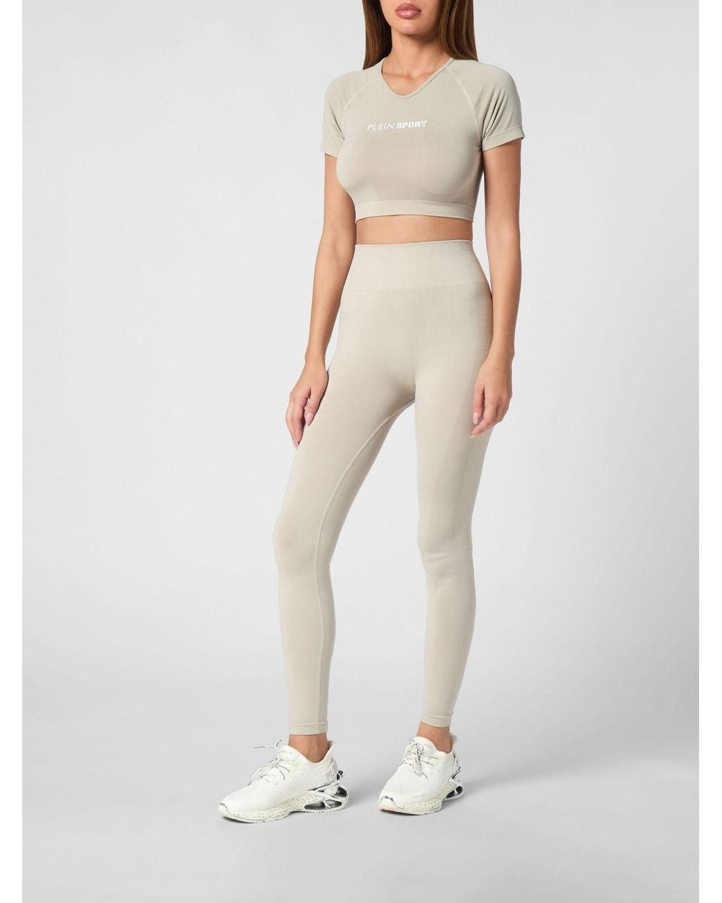 Philipp Plein Natural Technical Stretch Fabric Leggings