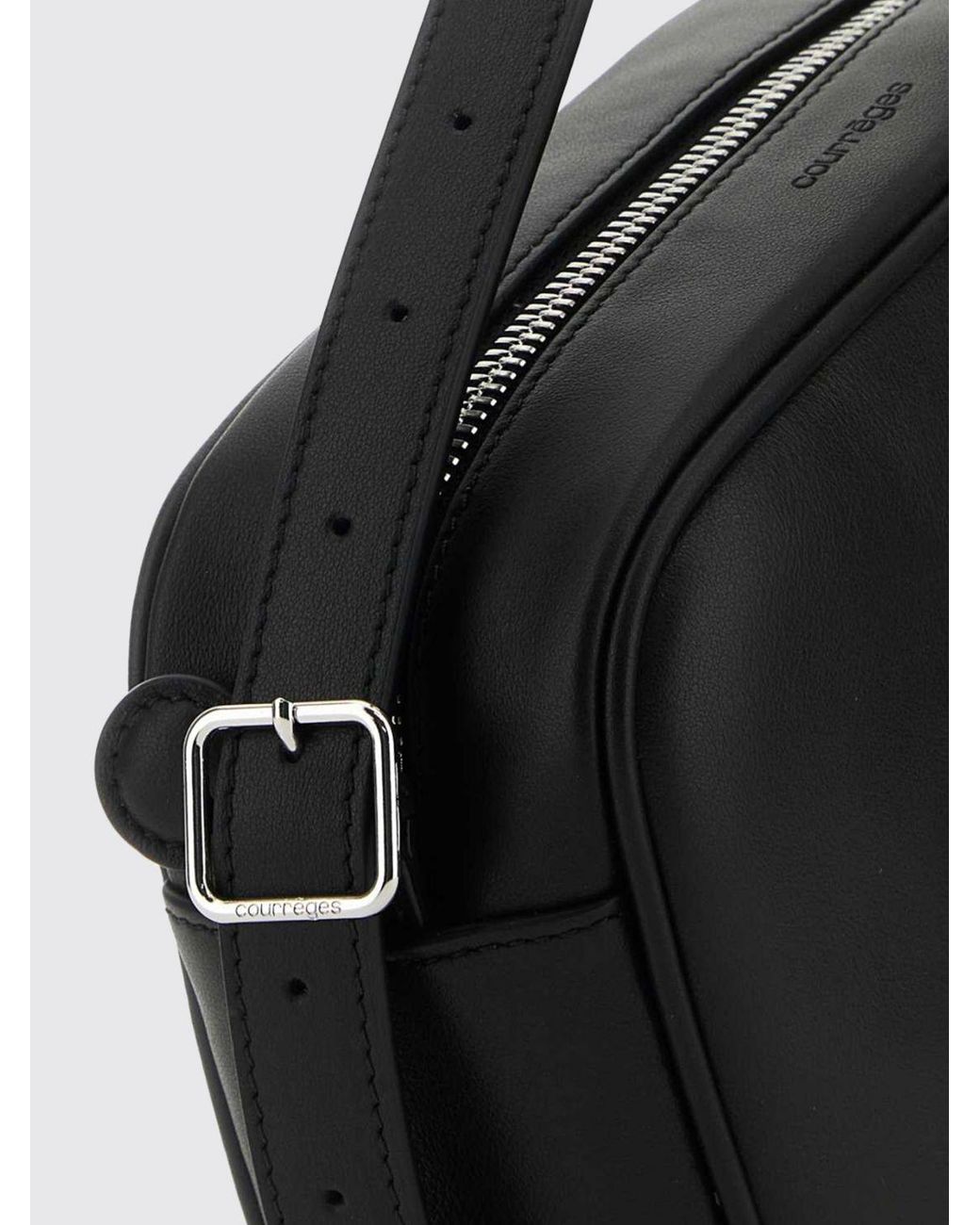 Courreges Black CourrÈ Ges Reedition Leather Crossbody Bag With Contrast Logo