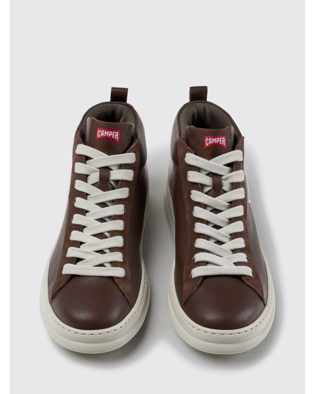 Camper Brown Runner High-Top Smooth Leather Sneakers With Xl Extralight Sole for men