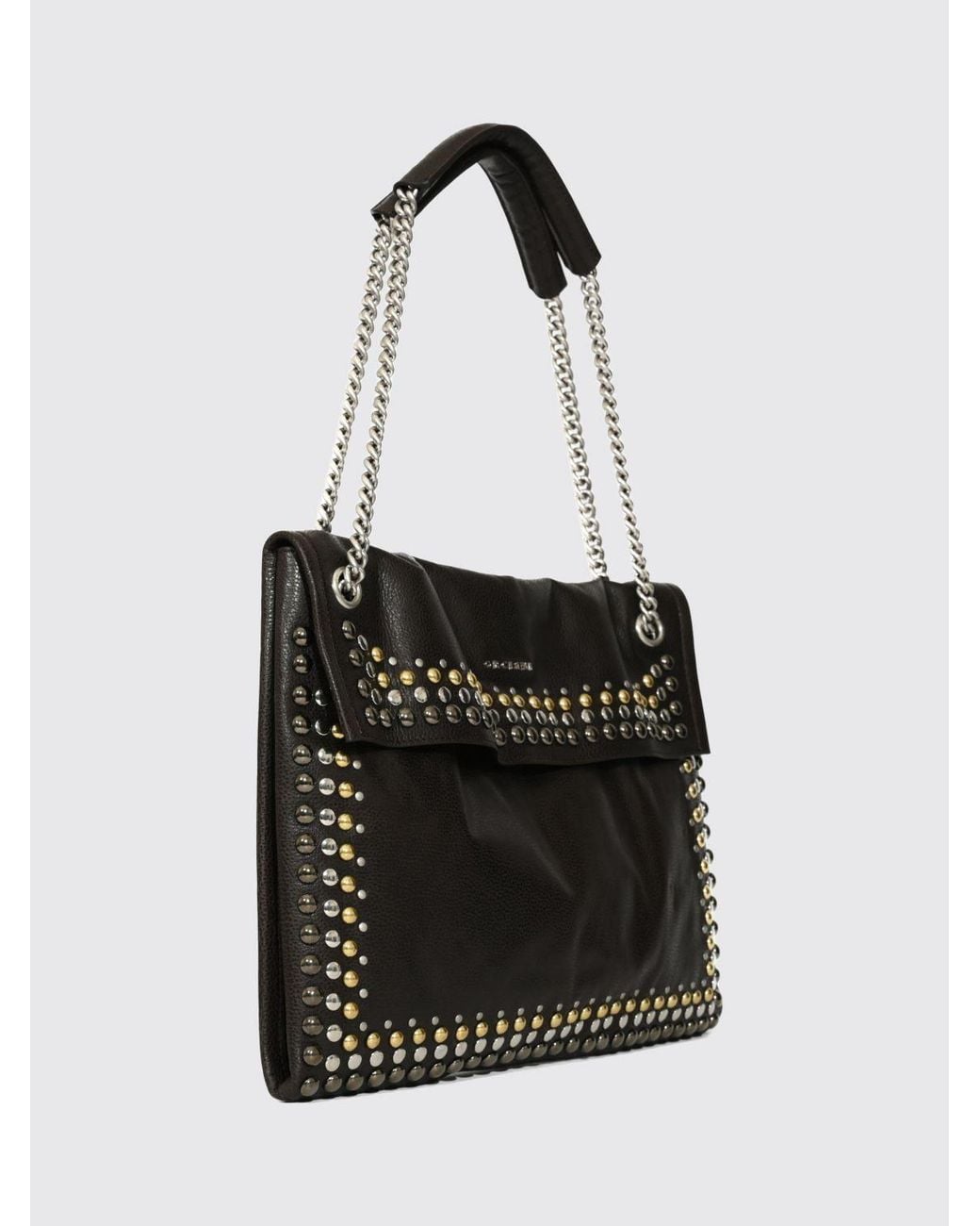 Orciani Black Venus Studded And Embroidered Calfskin Shoulder Bag