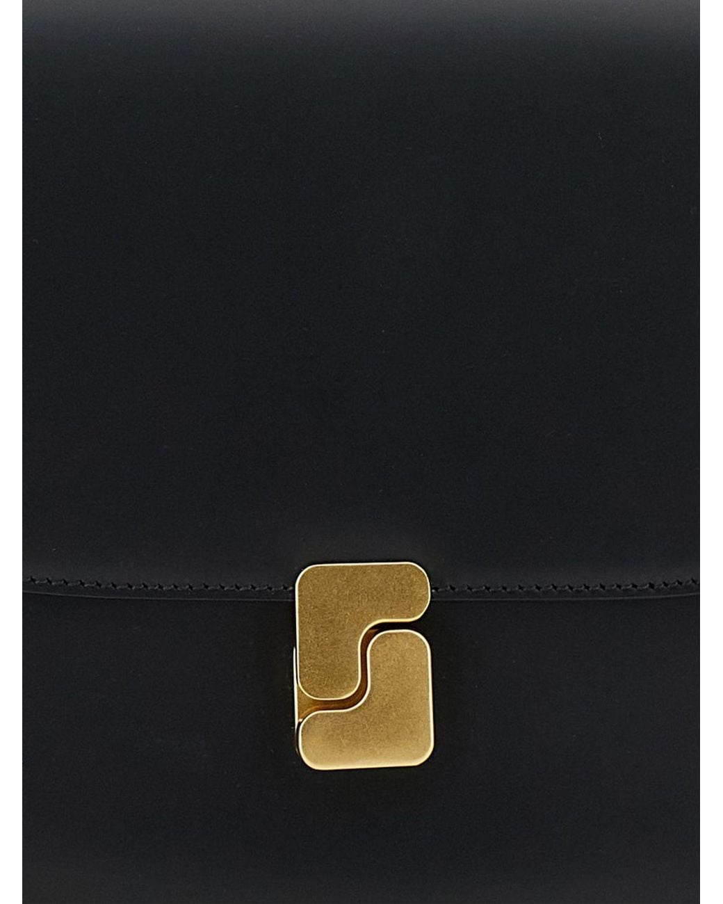 Soeur Black Bellissima Smooth Leather Crossbody Bag With Buckle Closure