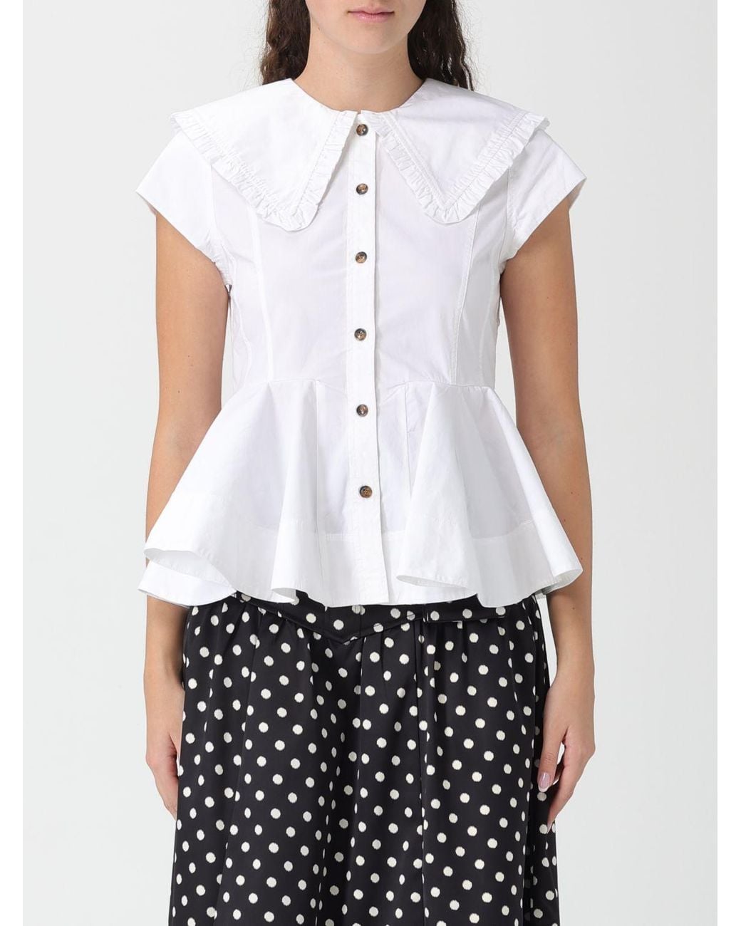 Ganni White Stretch Organic Cotton Shirt