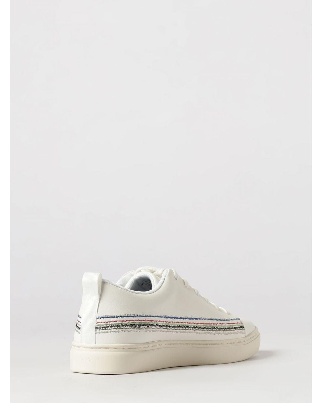 Paul Smith Natural Calfskin Low-Top Sneakers With Side Stripe Detail for men