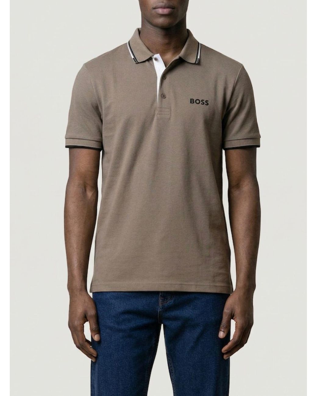 Boss Brown Cotton Polo With Logo for men