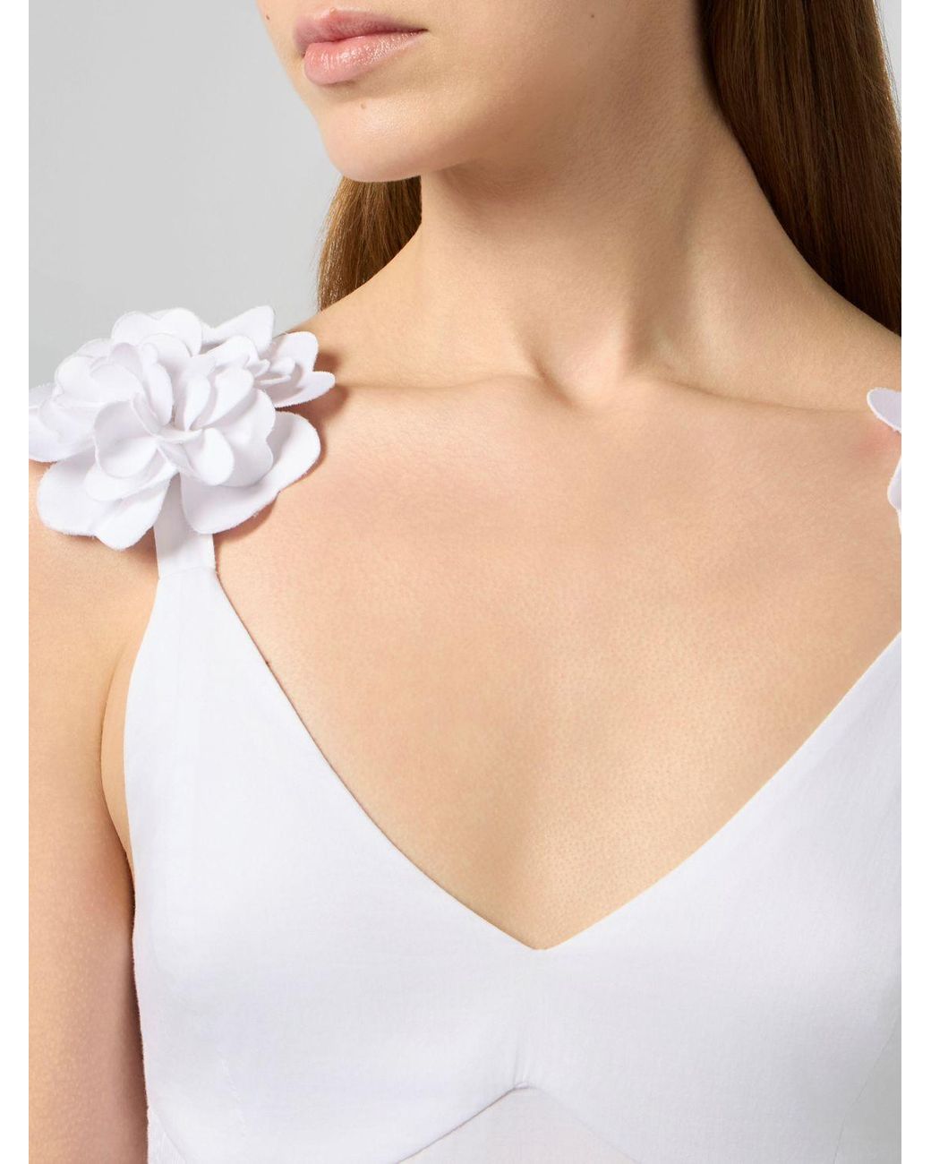Philipp Plein White Embroidered Cotton Midi Dress With Off-The-Shoulder Design And Flower