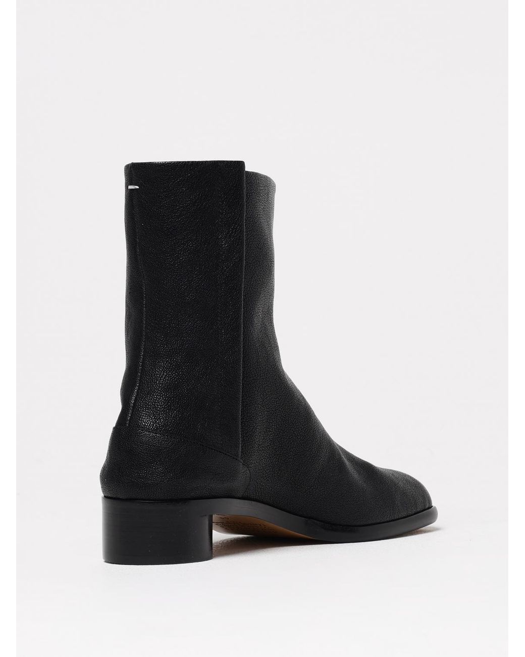 Maison Margiela Black Tabi Grained Leather Ankle Boots for men