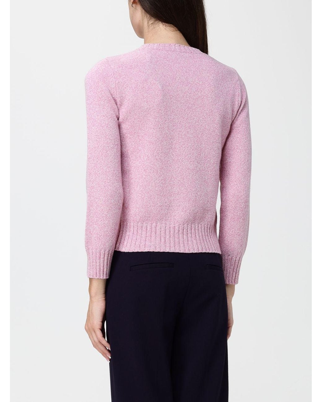 Kangra Pink Wool Crewneck Jumper With Ribbed Trims