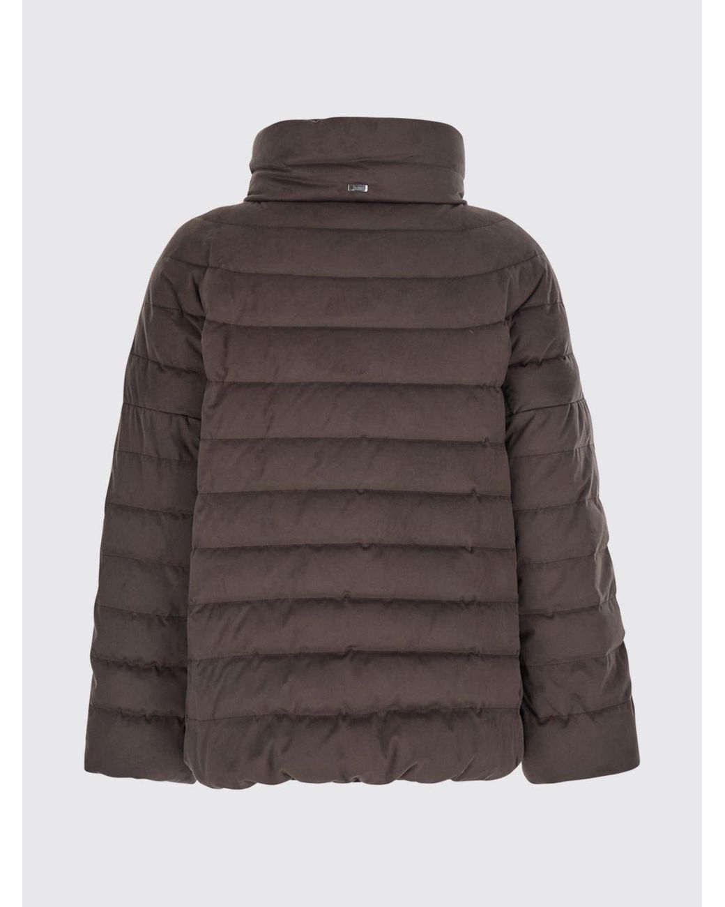 Herno Brown Quilted High Neck Short Puffer Jacket