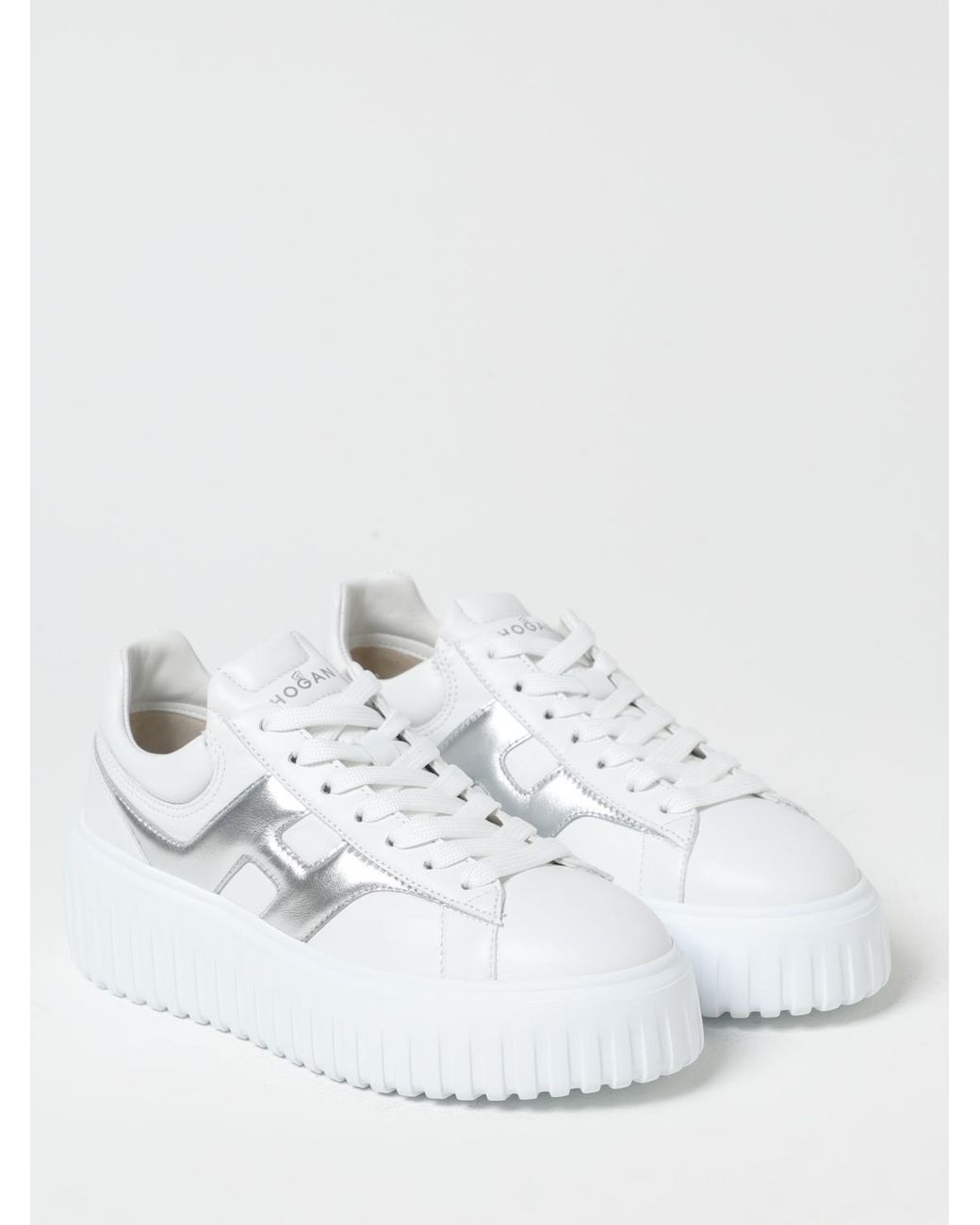 Hogan White H-Stripe Leather Sneakers