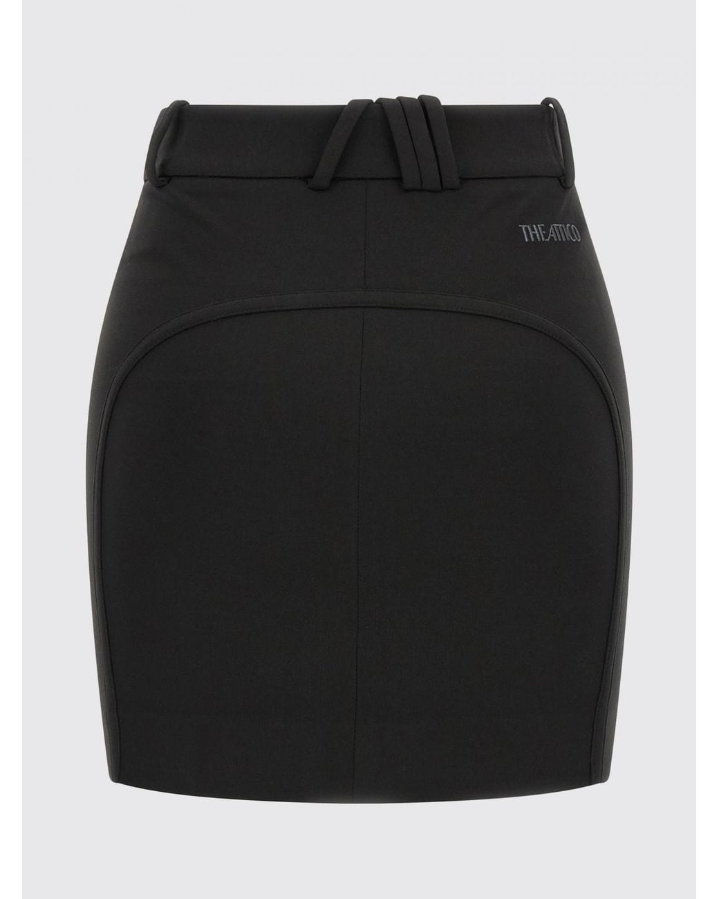 The Attico Black High-Waisted Viscose Blend Pencil Mini Skirt With A Slim Fit