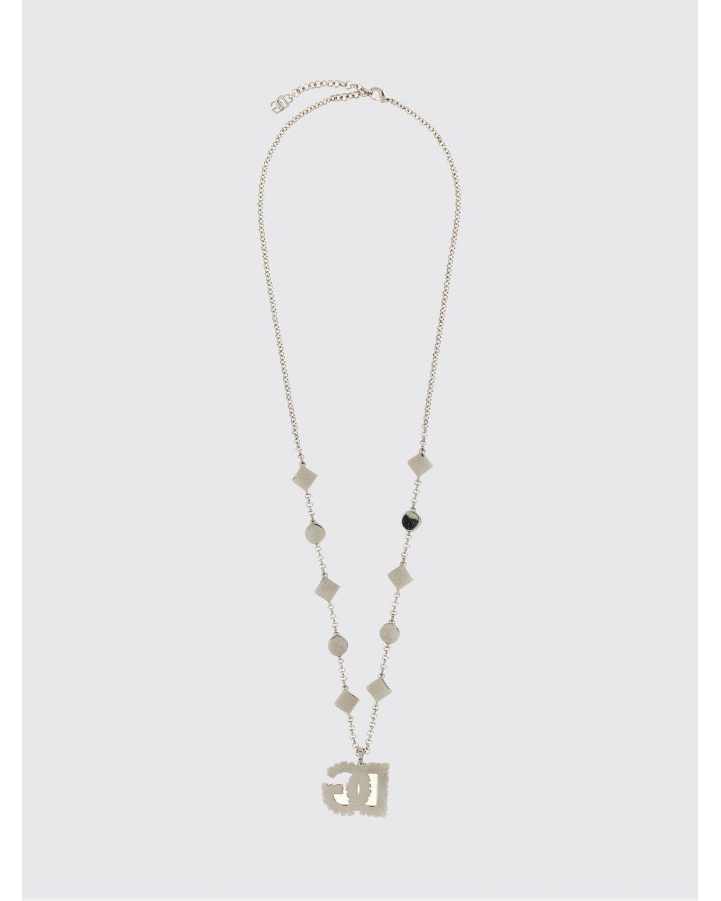 Dolce & Gabbana White Dolce &Amp Gabbana Necklace With Dg Monogram Pendant And Crystals