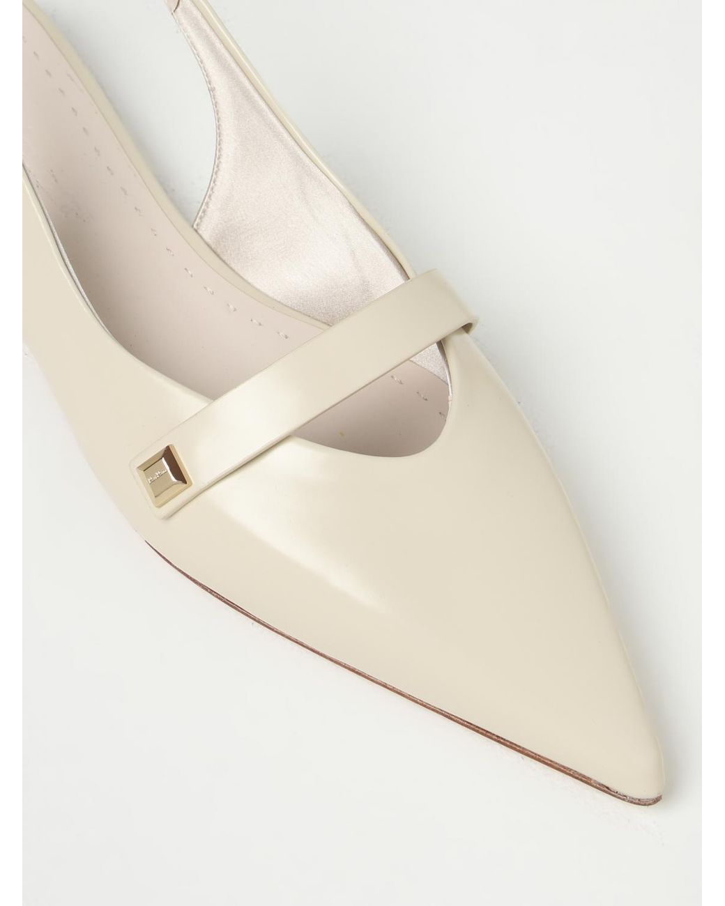 Max Mara Natural Leather Slingback Ballet Flats