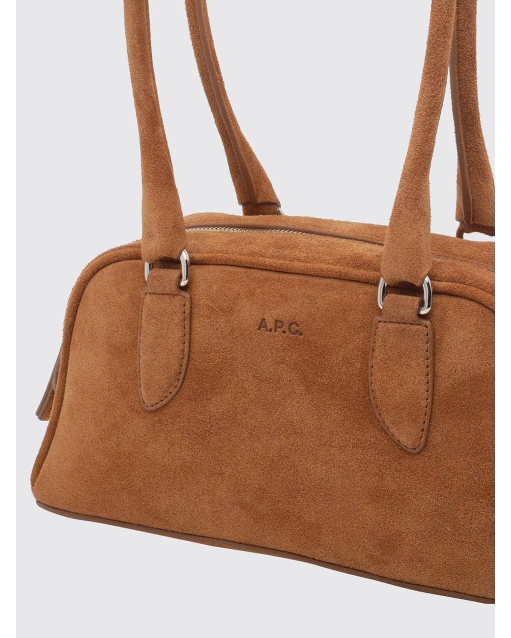A.P.C. Brown Paloma Suede Calfskin Shoulder Bag With Double Handles