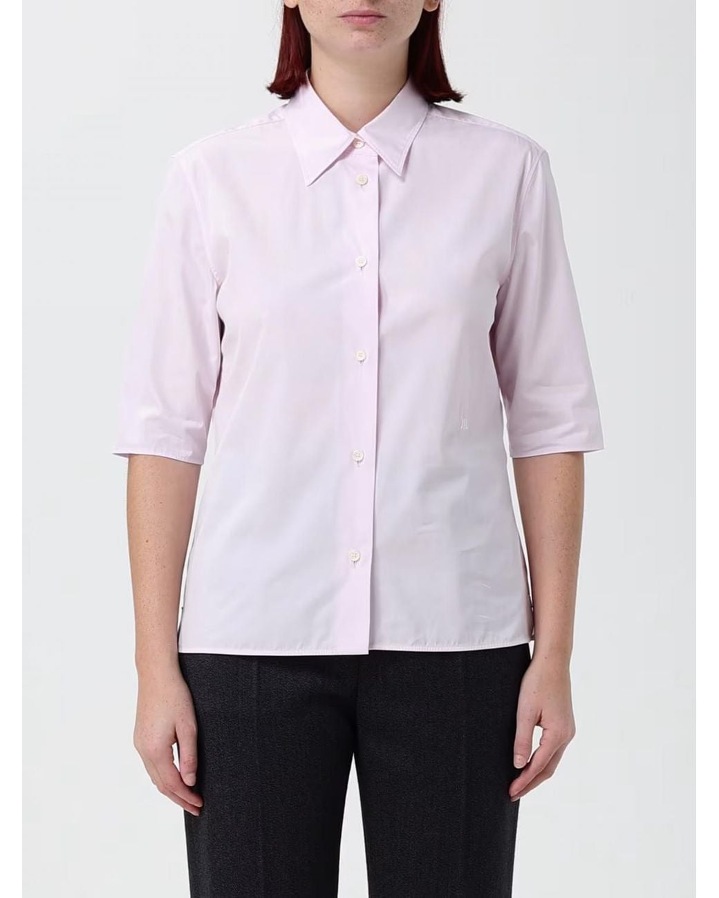 Jil Sander Black Pointed Collar Short-Sleeve Cotton Poplin Shirt