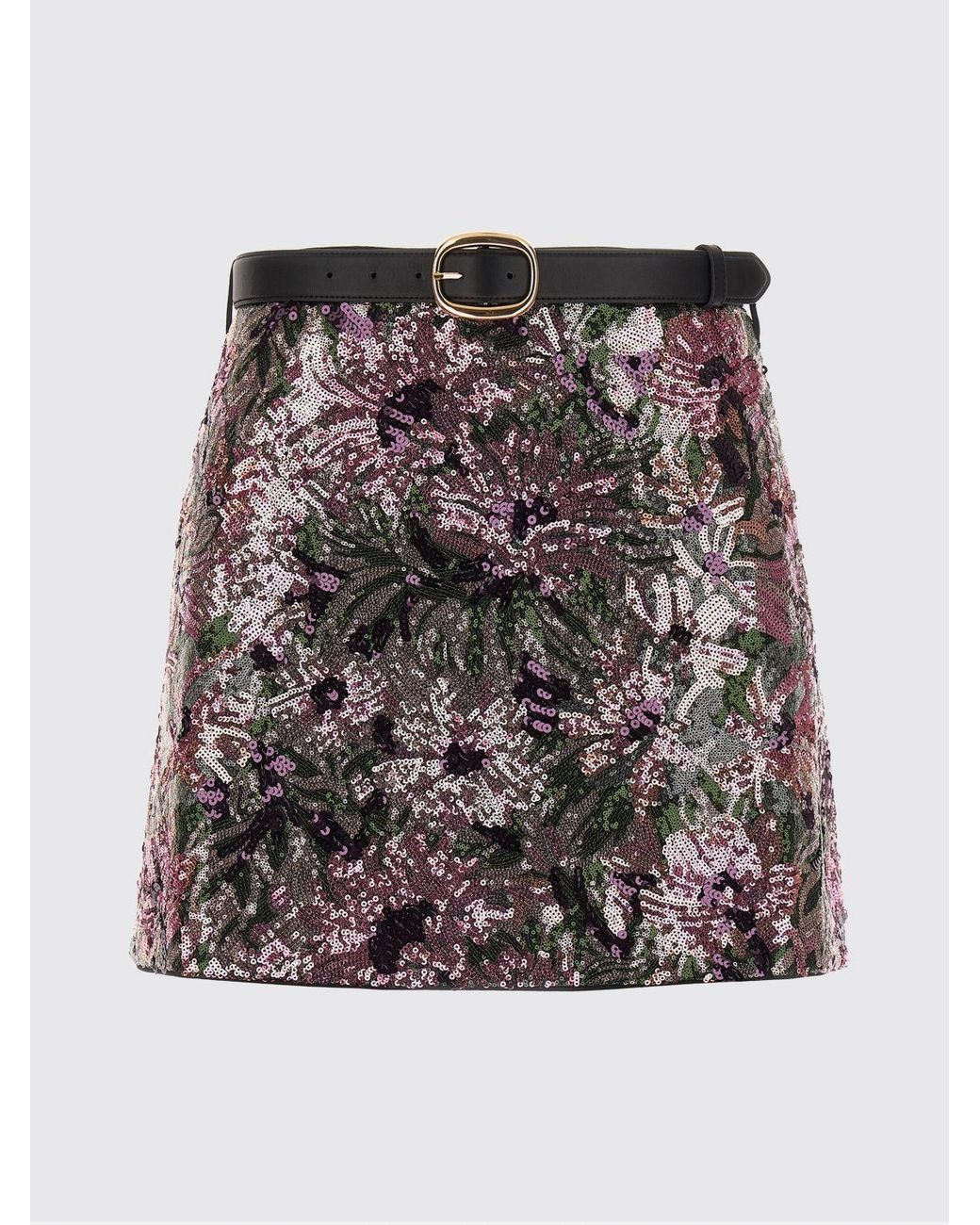 Self-Portrait Black Sequin Mini Skirt With Floral Motif