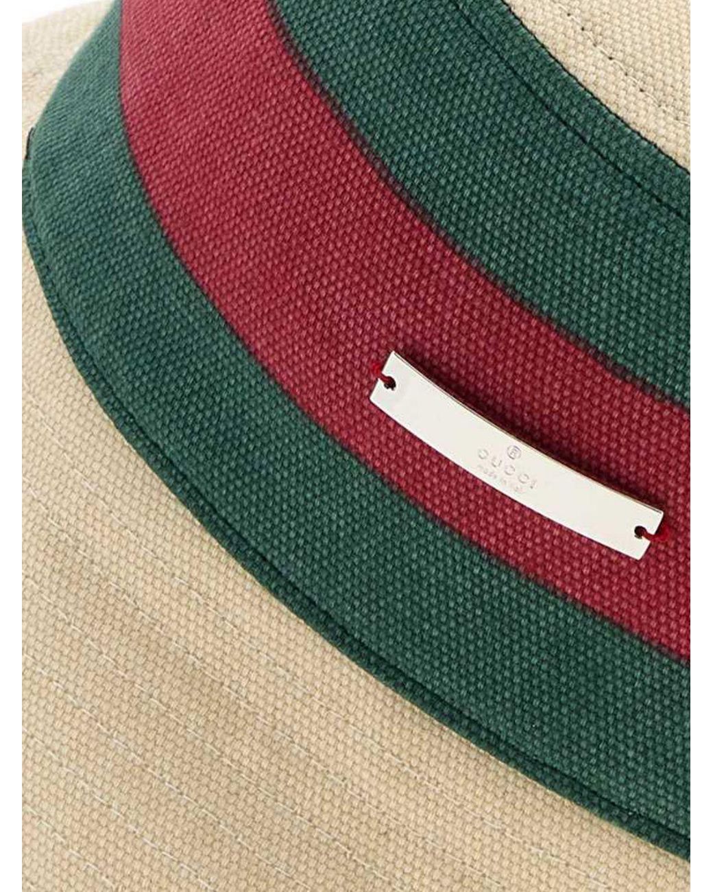 Gucci Multicolor Bucket Hat Aus Gestreiftem Baumwoll-Canvas Mit Web-Detail
