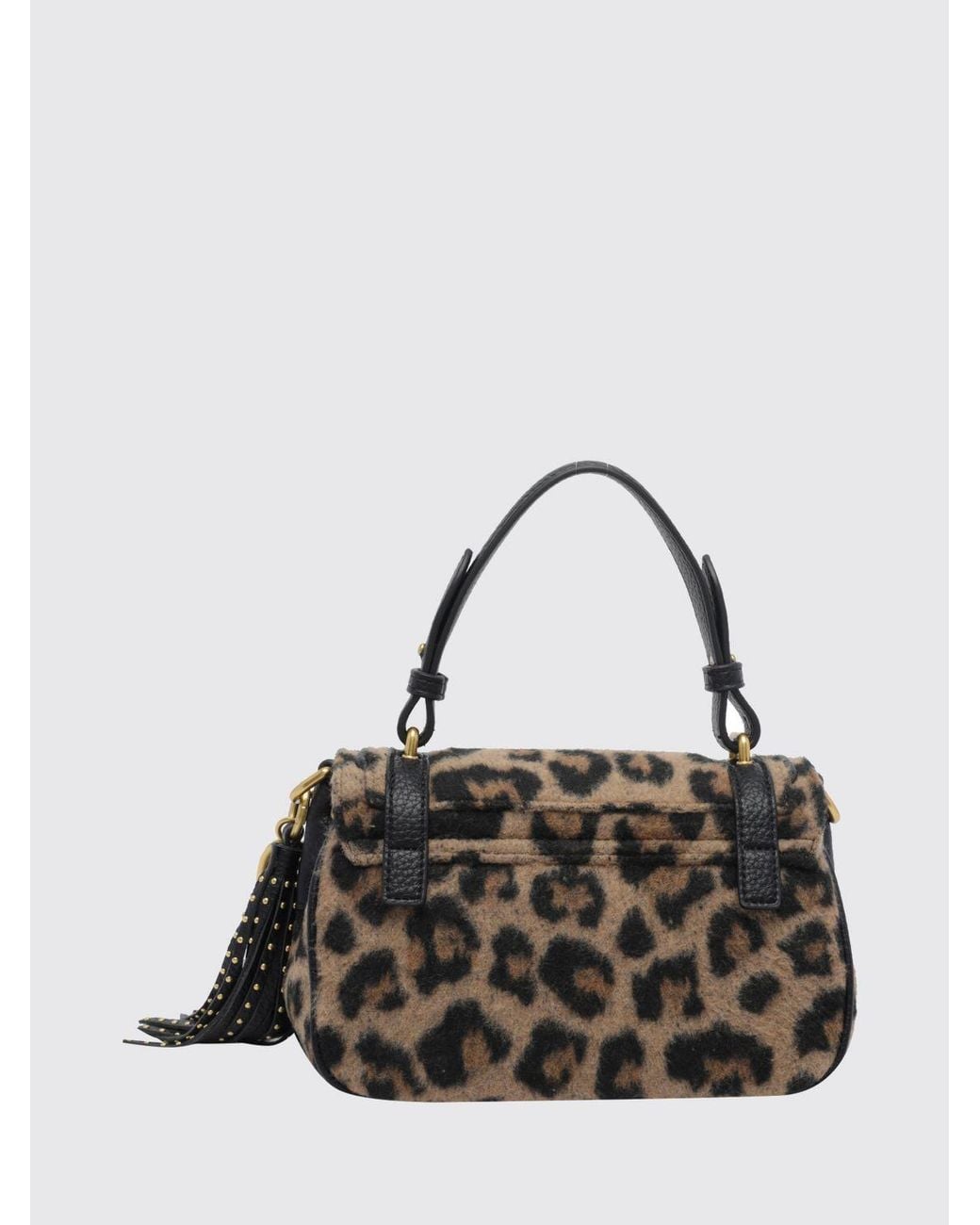 La Carrie Black Animal Print Mini Handbag With Fringes And A Logo Charm