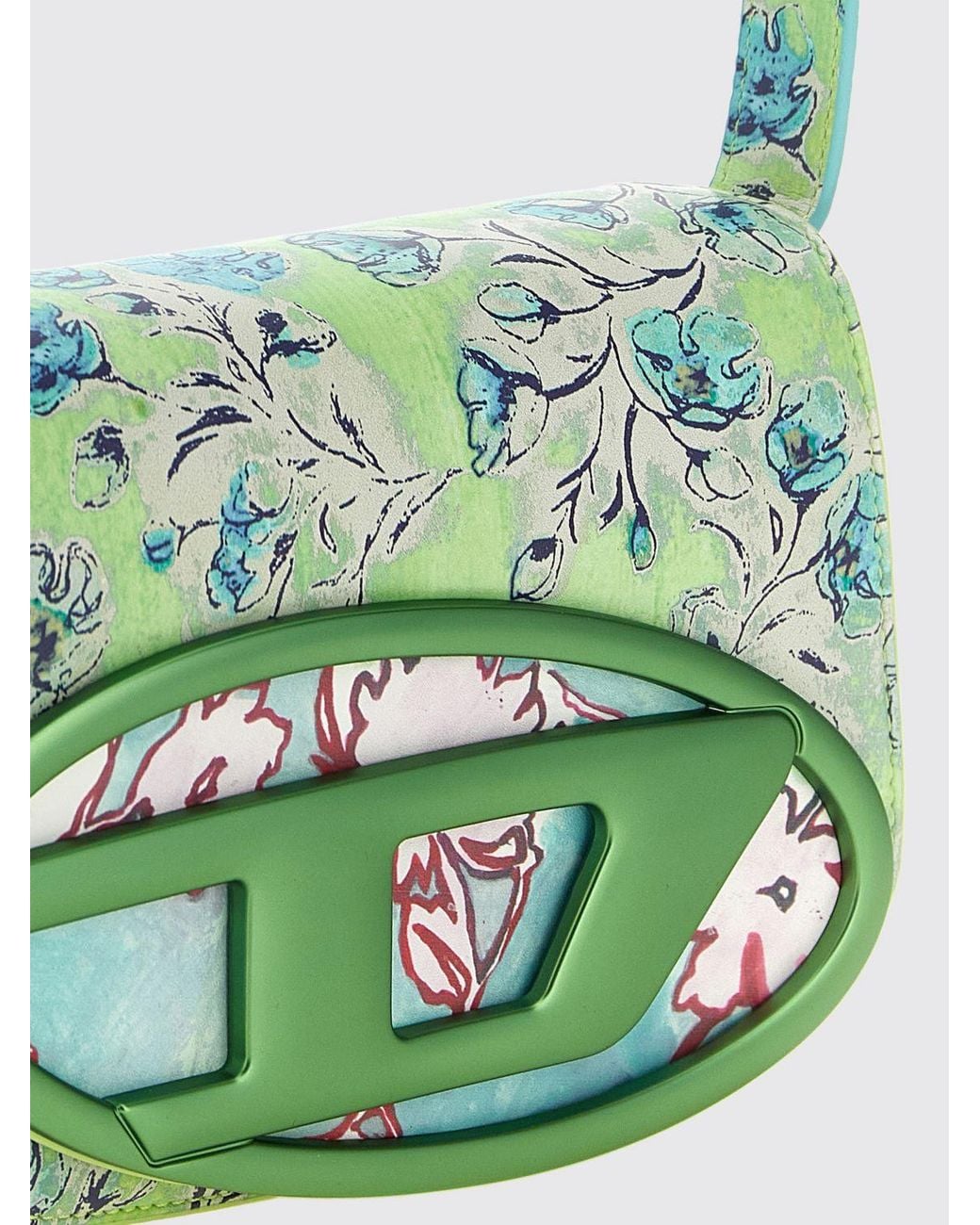 DIESEL Green 1Dr Floral Print Shoulder Bag With Oval D Logo
