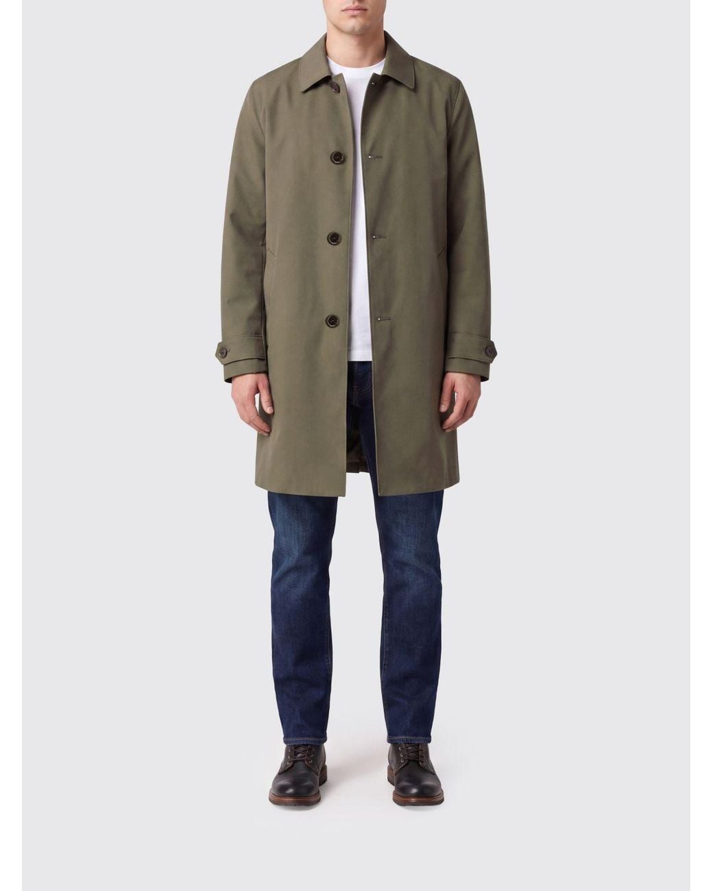 Aspesi Natural Single-Breasted Knee-Length Trench Coat for men