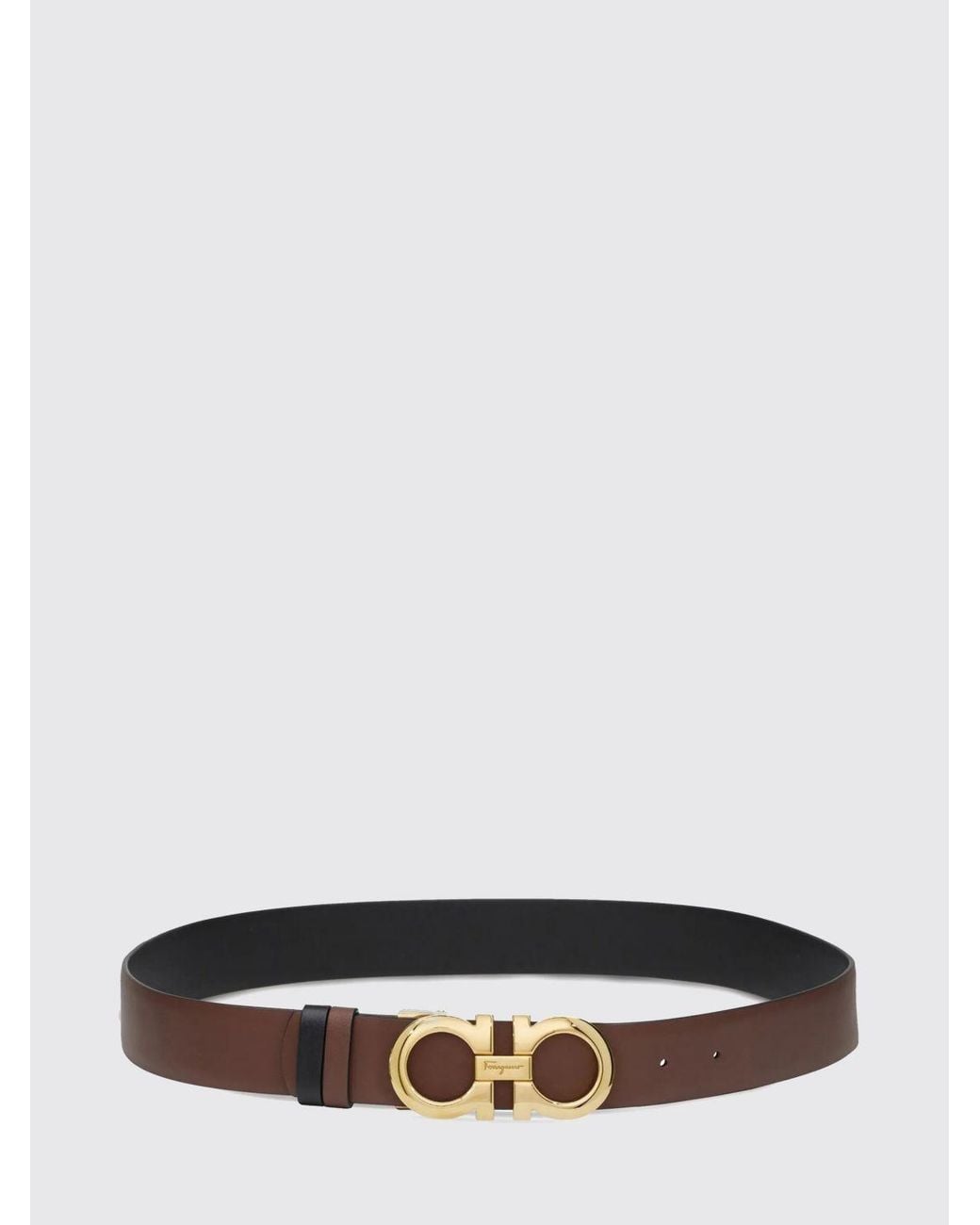 Ferragamo White 3.5 Cm Reversible Leather Belt With Gancini Buckle