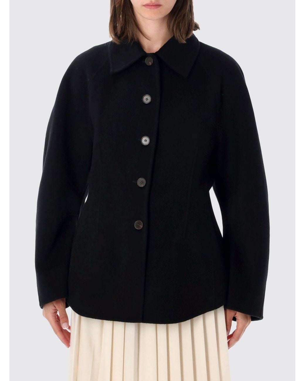 Rohe Black Slim Fit Short Wool-Blend Shirt Coat