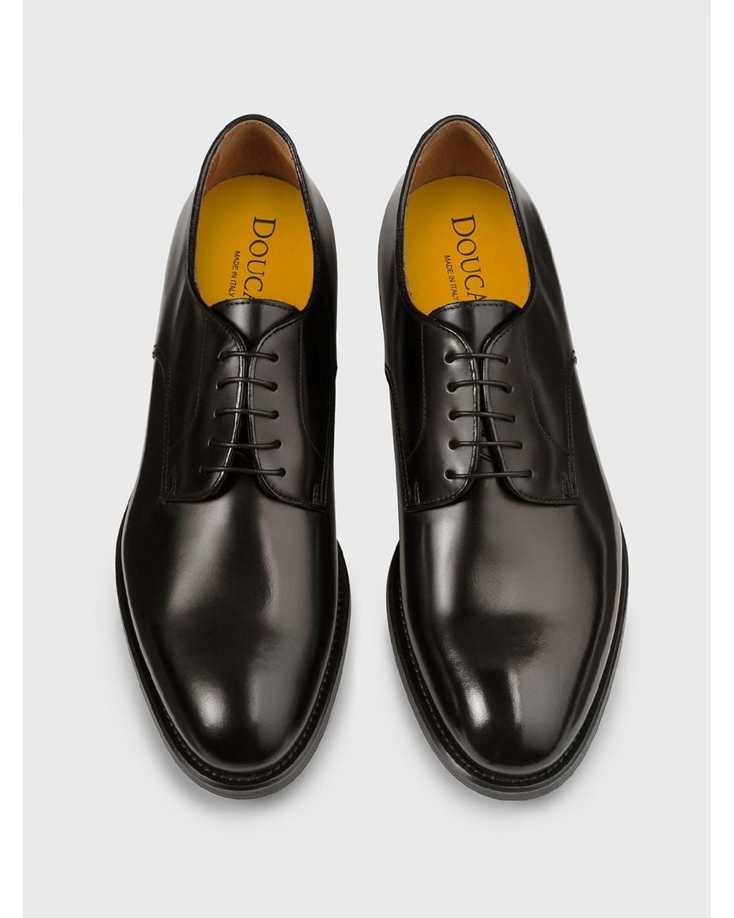 Doucal's Black Brushed Leather Oxford Shoes for men