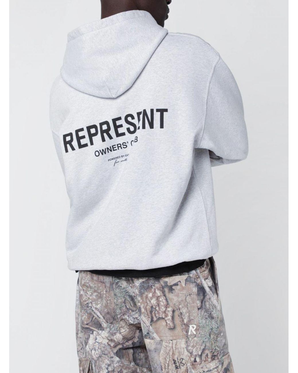 Represent White Oversized Cotton Hoodie With Logo for men