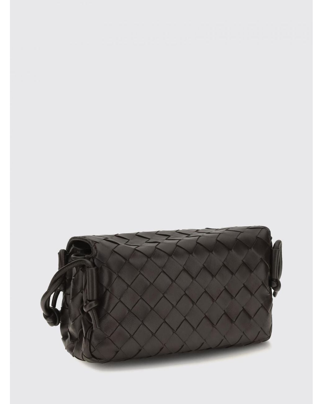 Bottega Veneta Black Notturno Woven Leather Shoulder Bag With Knotted Strap