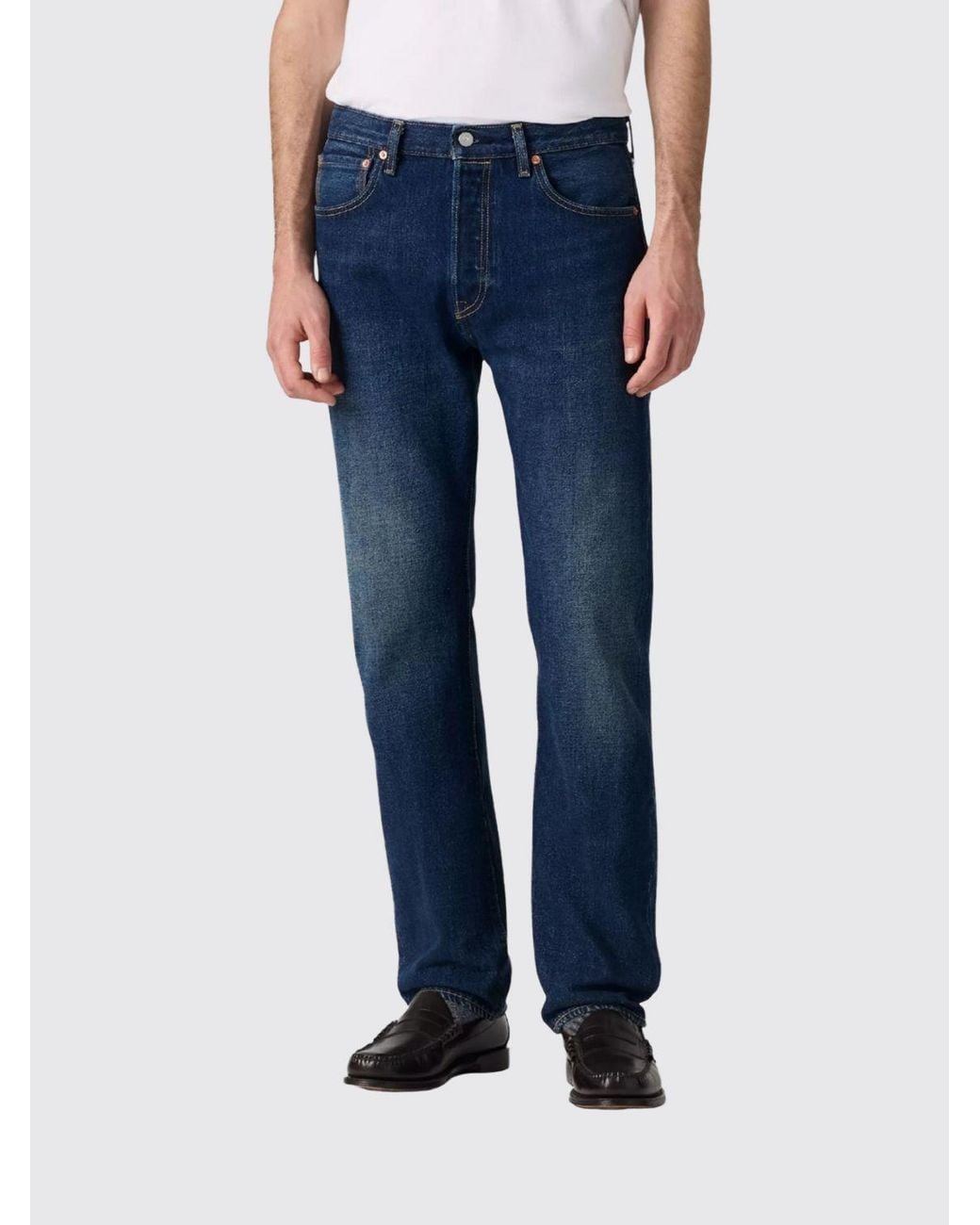 Levi's Blue 5-Pocket Straight-Fit Cotton Denim Jeans for men