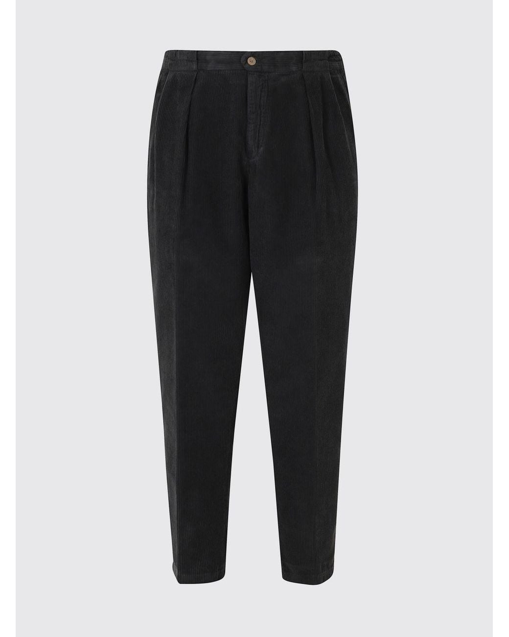 Briglia 1949 Blue Slim Fit Pleated Corduroy Chino Trousers for men