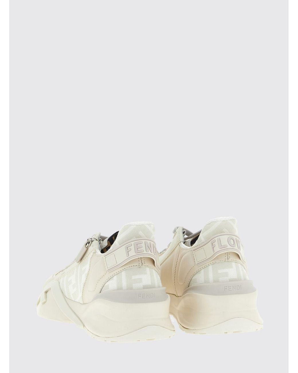 Fendi Natural Flow Leather And Cotton Blend Sneakers With Ff Jacquard Monogram for men