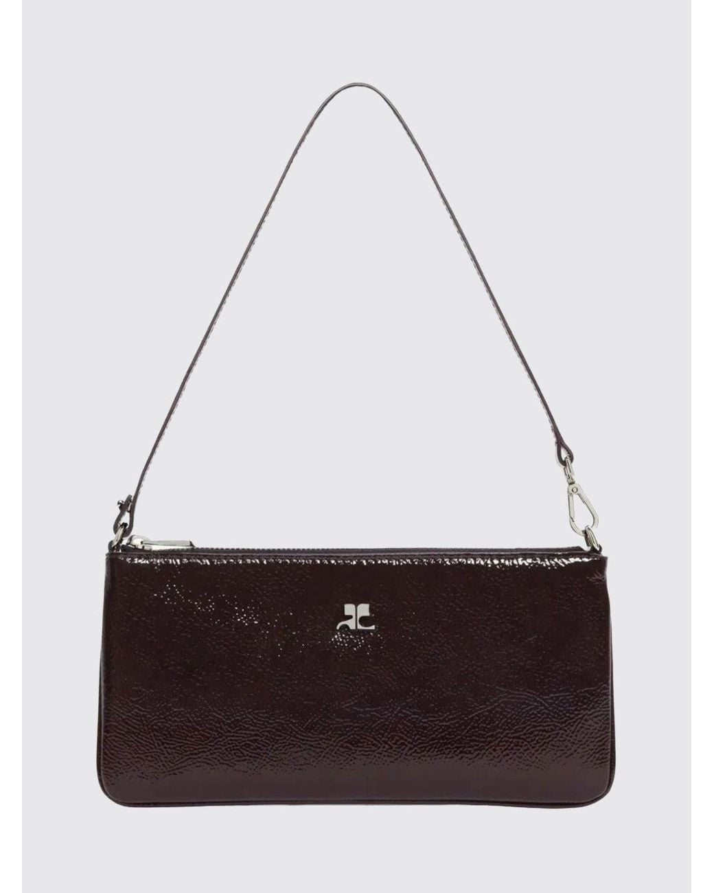 Courreges Red CourrÈ Ges Small Crinkled-Effect Patent Leather Shoulder Bag