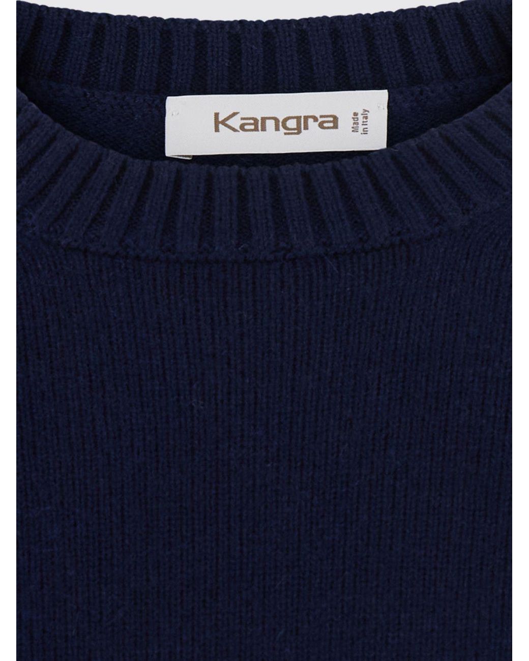 Kangra Blue Wool And Cashmere Blend Crewneck Sweater With Ribbed Trims for men