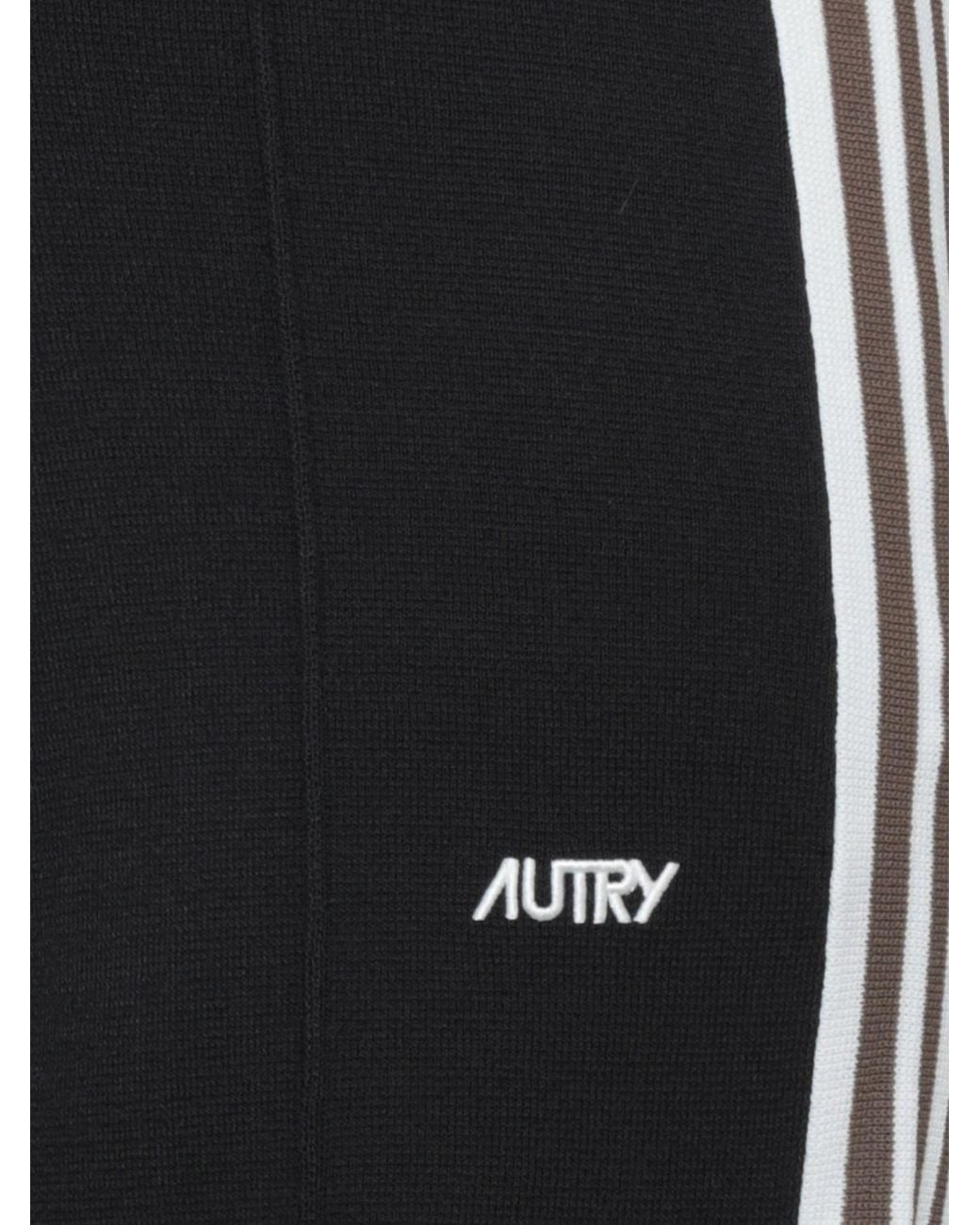 Autry Black Wool And Cashmere Knit Jogging Trousers With A High-Rise Drawstring Waist