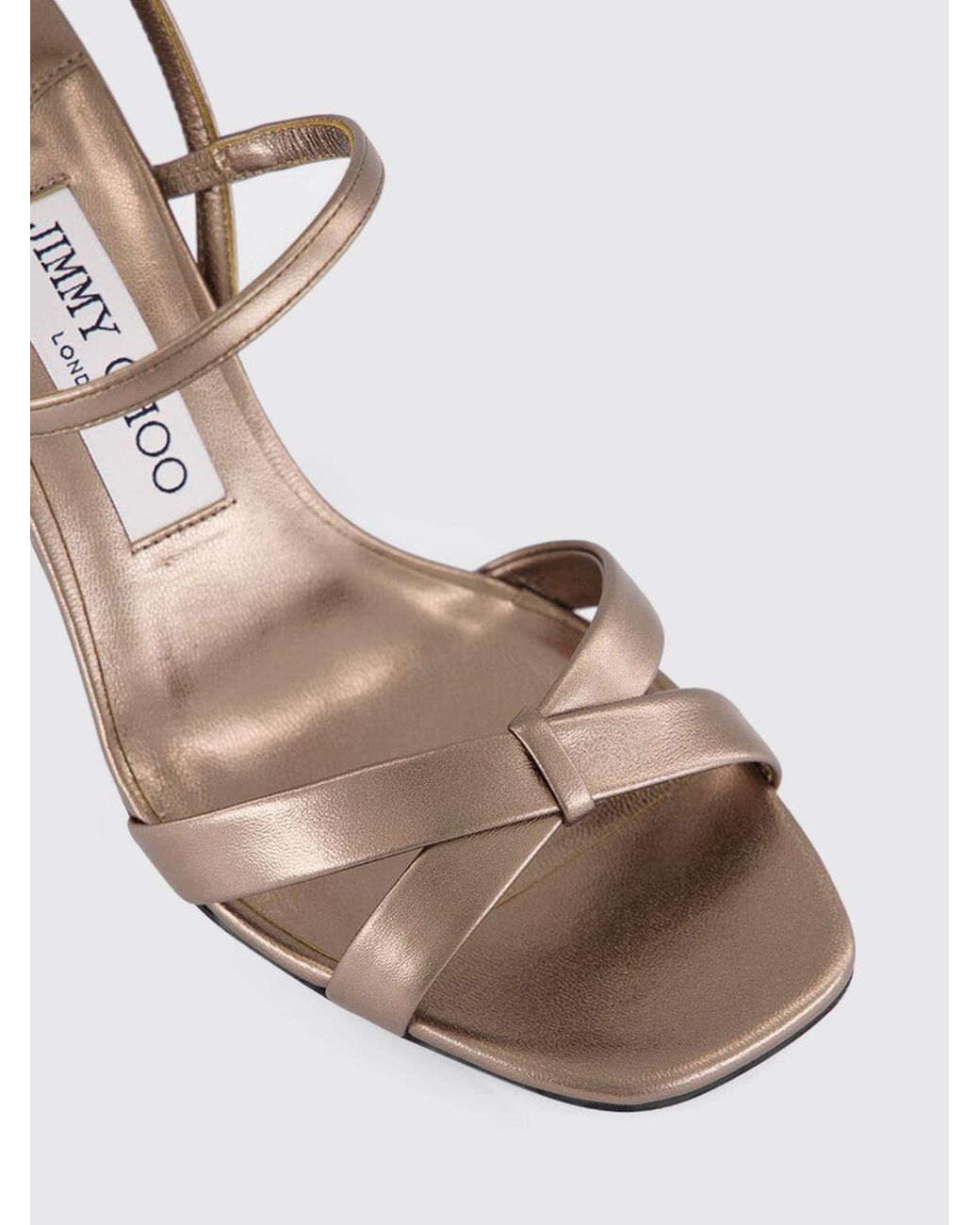 Jimmy Choo Pink Elsy Laminated Nappa Leather Sandals With High Block Heel