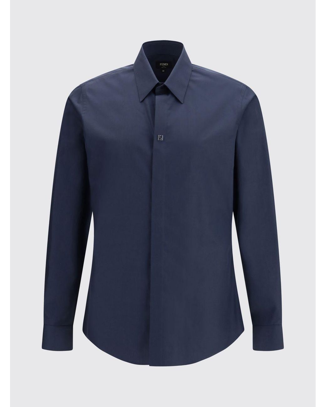 Fendi Blue Classic Cotton Poplin Shirt for men
