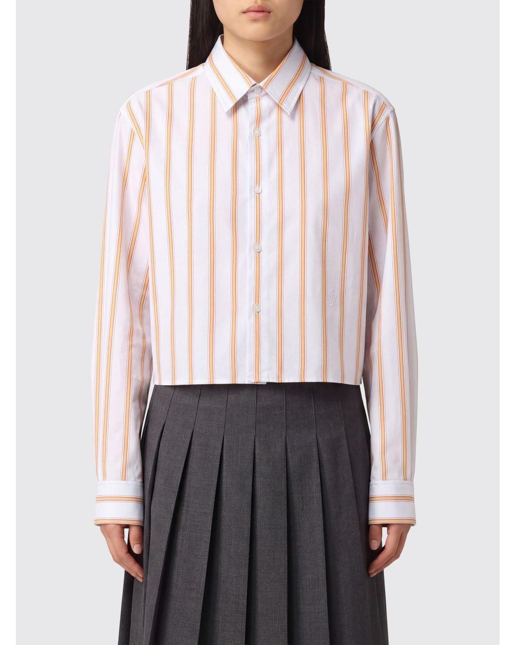 J.W. Anderson White Striped Cotton Shirt With Classic Collar