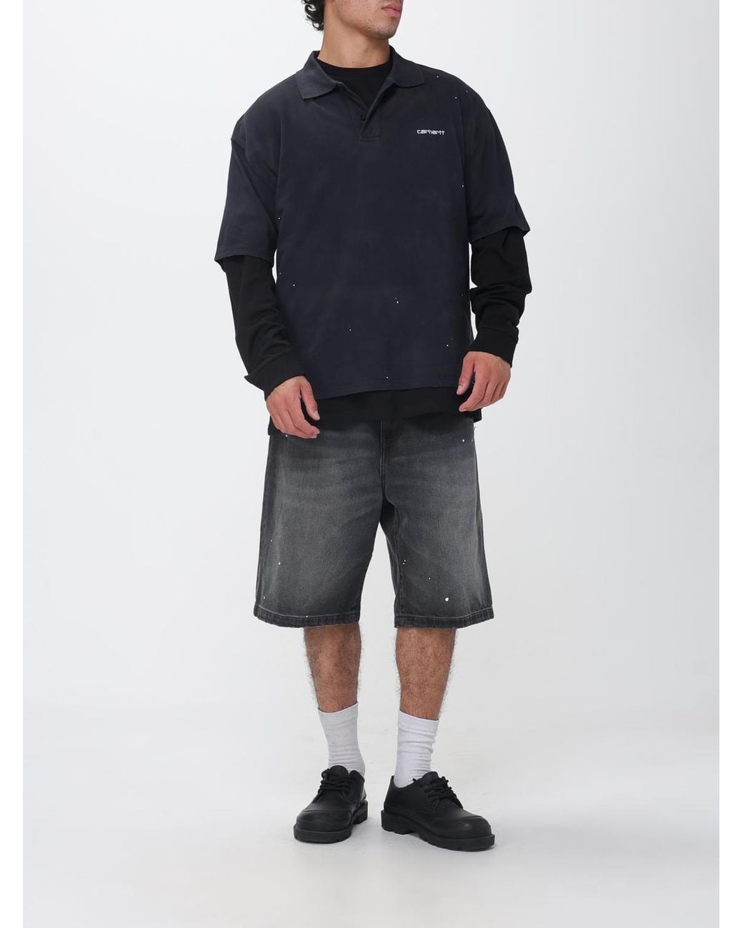 Carhartt Gray Landon Knee-Length Cotton Denim Shorts for men