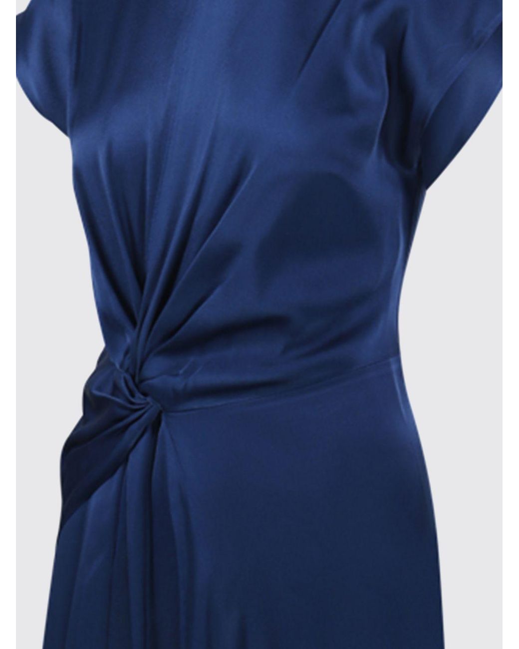 Victoria Beckham Blue Aria Asymmetrical Ruched-Waist Midi Dress