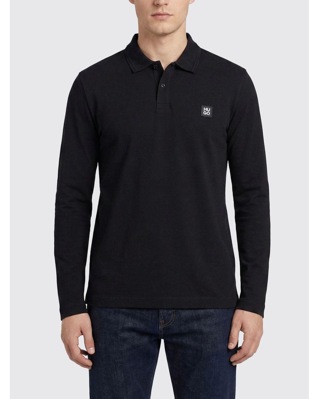 HUGO Blue Stretch Cotton Polo Shirt for men