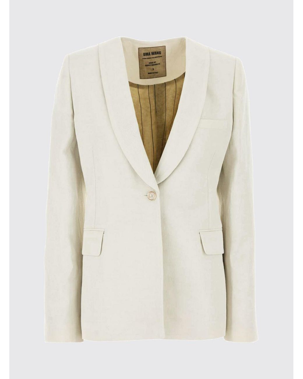 Uma Wang Natural Single-Breasted Linen Blend Blazer