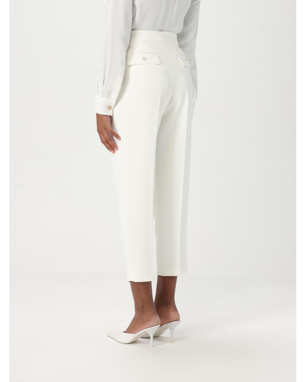 Elisabetta Franchi White Pleated Culottes Pants