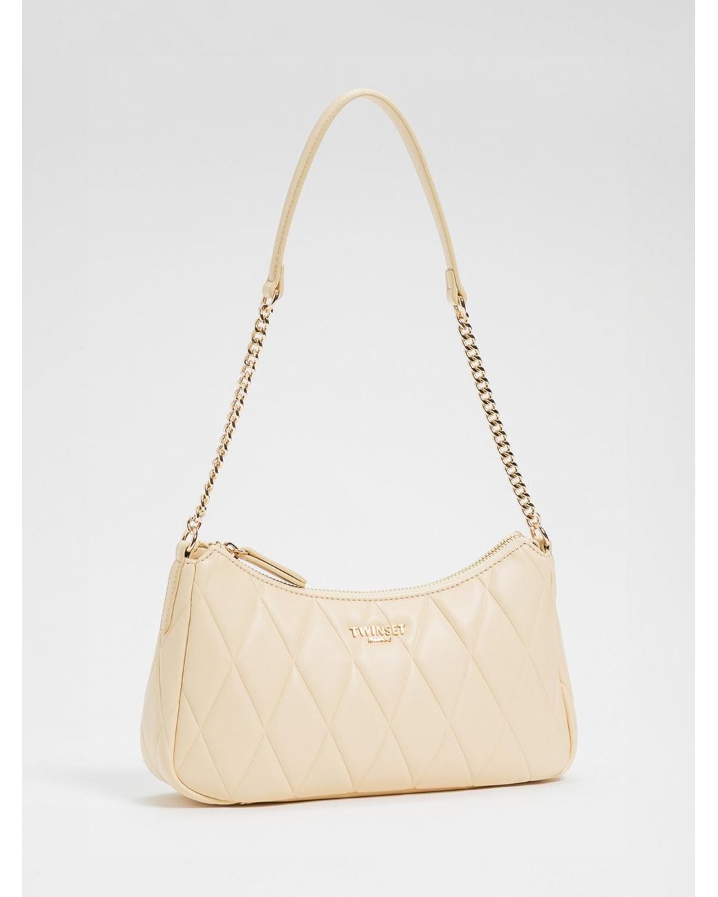 Twinset Natural Quilted Faux Leather Bag