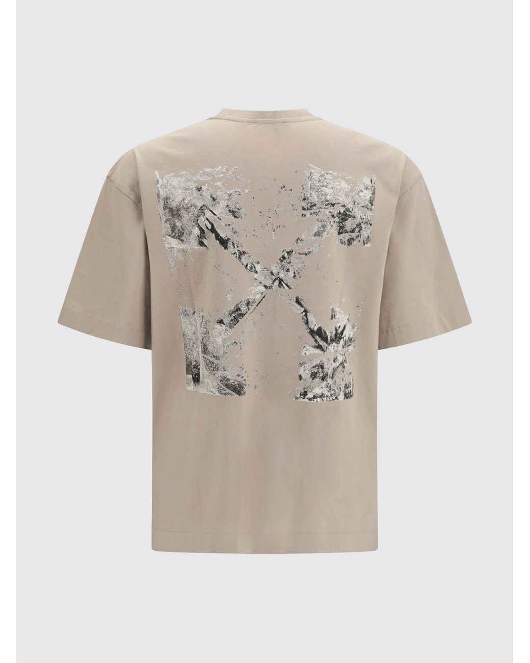 Off-White c/o Virgil Abloh Natural Cotton T-Shirt With Graphic Arrow Logo Print On The Back for men