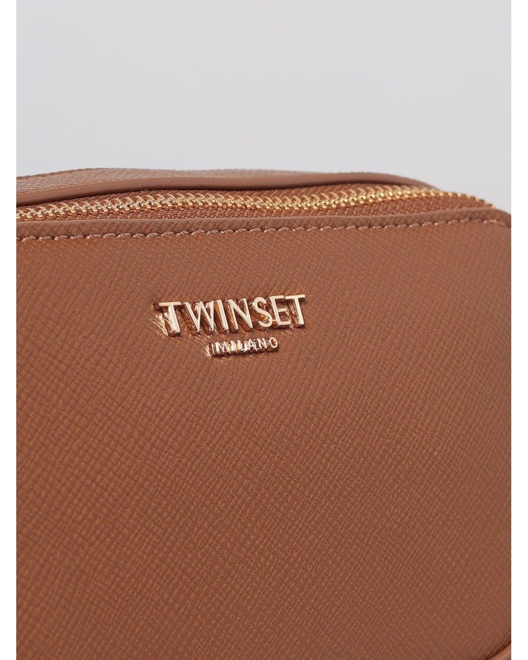 Twinset Brown Mini Camera Cross-Body Bag With Adjustable Strap And Metal Logo