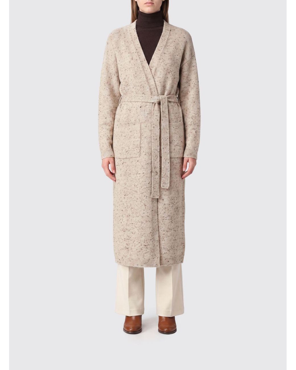 Fabiana Filippi Natural Long Robe-Style Cardigan