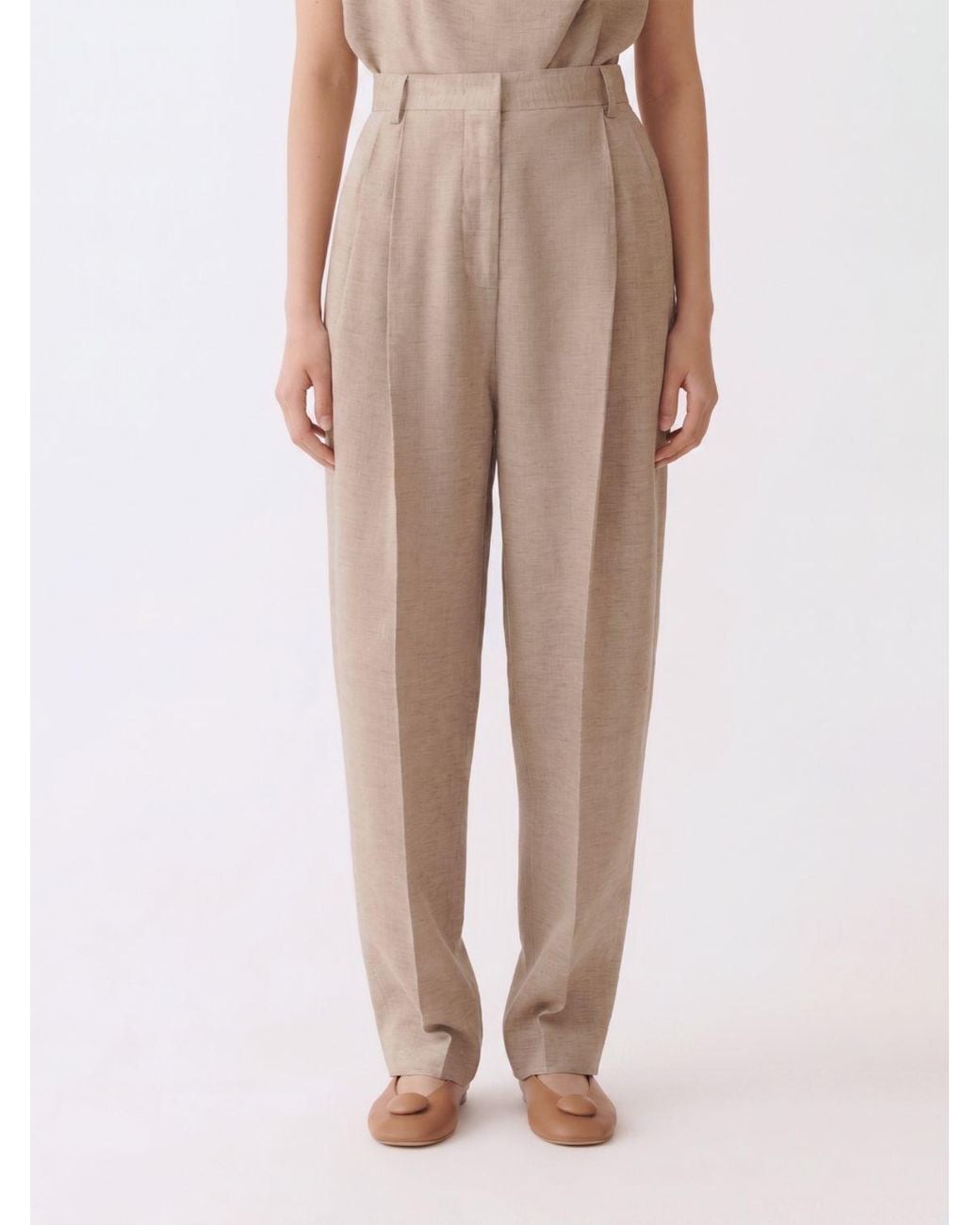 Fabiana Filippi Natural Wide Leg Linen Trousers