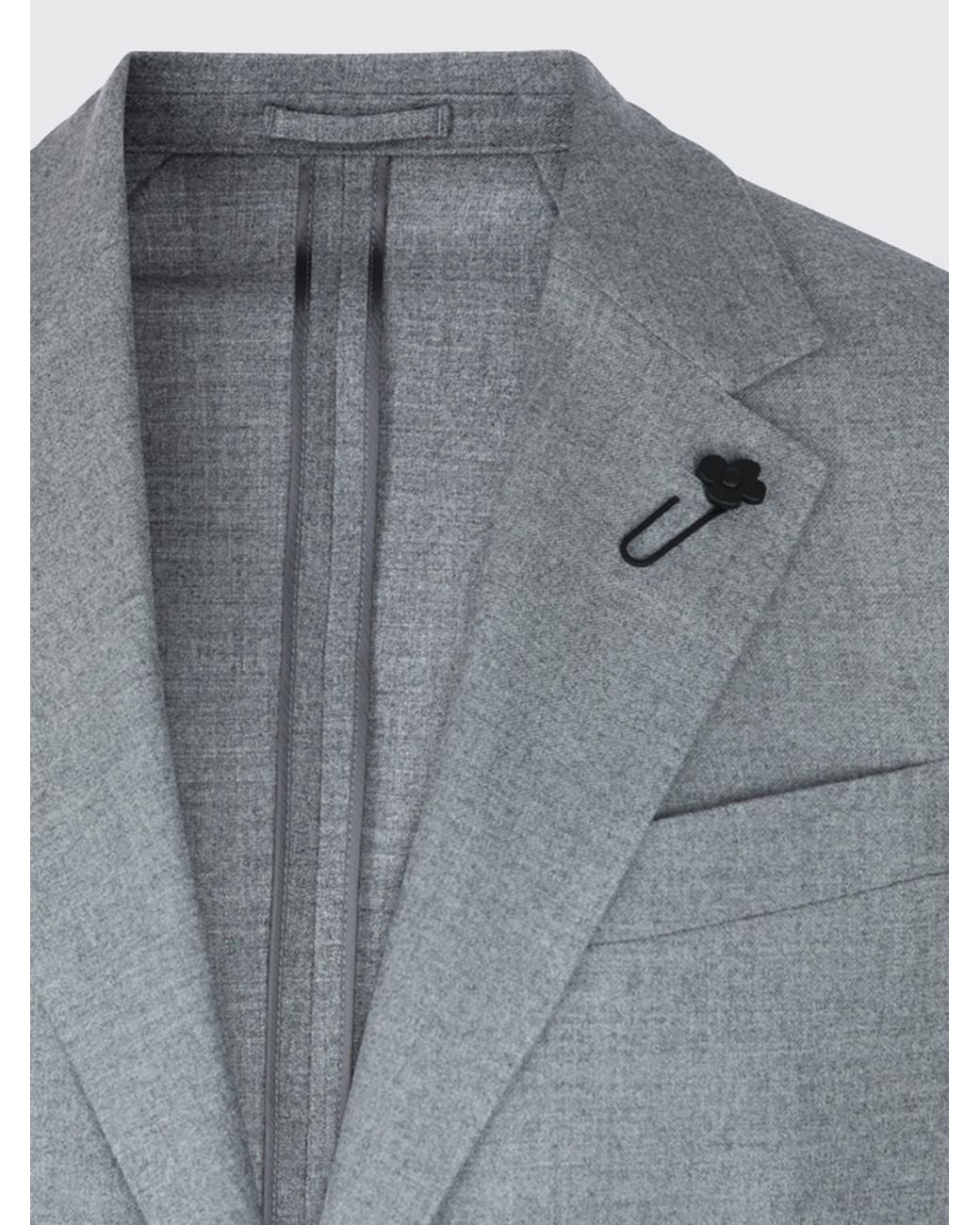 Lardini Gray Formal Single-Breasted Virgin Wool Suit With Patch Pockets for men