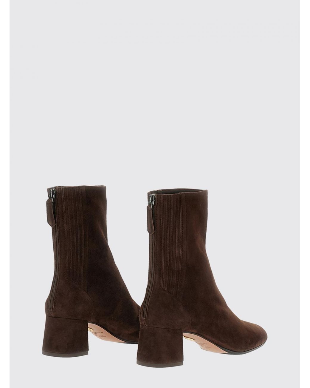 Aquazzura Brown Saint Honorè Suede Ankle Boots With A Mid Heel